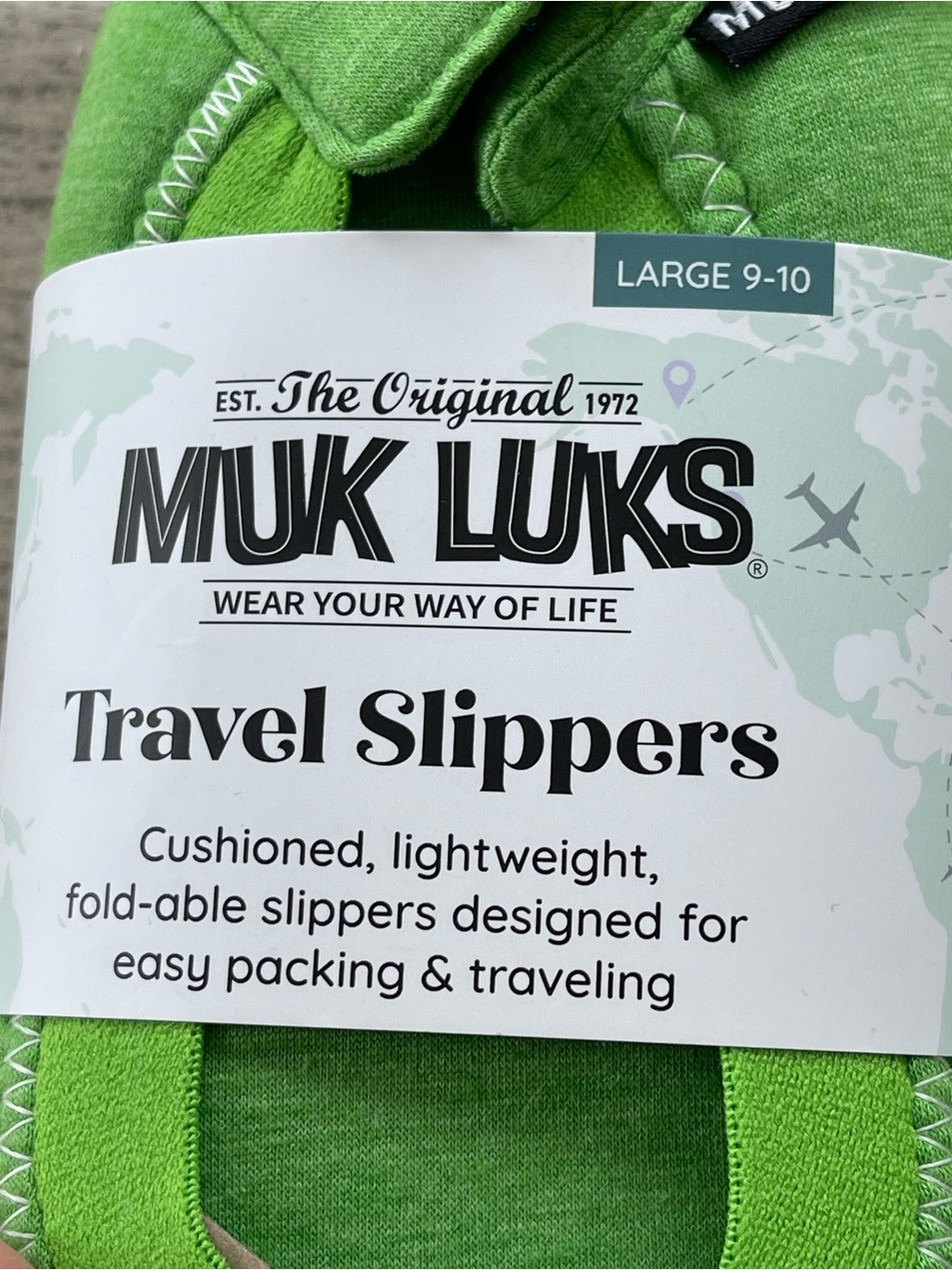 Muk Luks Original Green Travel Slippers Womens Size Large 9-10 NWT - Picture 2 of 3